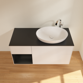 Тумба под раковину Villeroy & Boch Finion 120х50,1 см с подсветкой МДФ белый матовый лак/стекло черное матовое F922PDMT