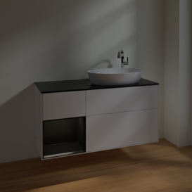 Тумба под раковину Villeroy & Boch Finion 120х50,1 см с подсветкой МДФ белый матовый лак/стекло черное матовое F922PDMT