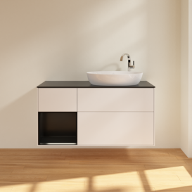 Тумба под раковину Villeroy & Boch Finion 120х50,1 см с подсветкой МДФ белый матовый лак/стекло черное матовое F922PDMT