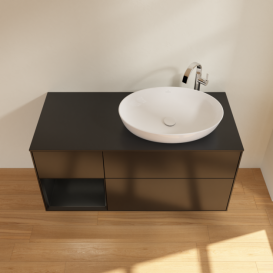 Тумба под раковину Villeroy & Boch Finion 120х50,1 см с подсветкой МДФ черный матовый лак/стекло черное матовое F922PDPD