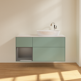 Тумба под раковину Villeroy & Boch Finion 120х50,1 см с подсветкой МДФ оливковый матовый лак/стекло белое матовое F921GKGM