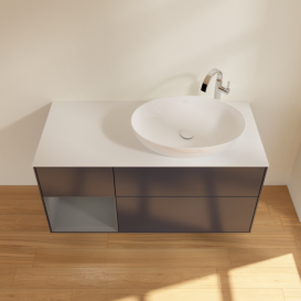 Тумба под раковину Villeroy & Boch Finion 120х50,1 см с подсветкой МДФ темно-синий матовый лак/стекло белое матовое F921GKHG