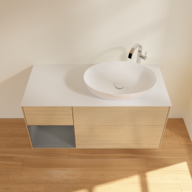 Тумба под раковину Villeroy & Boch Finion 120х50,1 см с подсветкой МДФ шпон дуба/стекло белое матовое F921GKPC