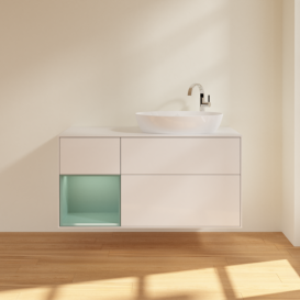 Тумба под раковину Villeroy & Boch Finion 120х50,1 см с подсветкой МДФ глянцевый белый лак/стекло белое матовое F921GMGF