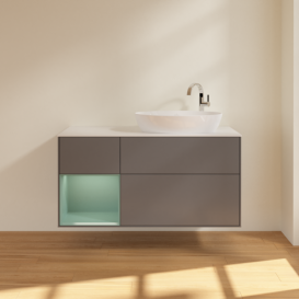 Тумба под раковину Villeroy & Boch Finion 120х50,1 см с подсветкой МДФ антрацит матовый лак/стекло белое матовое F921GMGK