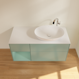 Тумба під раковину Villeroy & Boch Finion 120х50,1 см із підсвічуванням МДФ оливковий матовий лак/скло біле матове F921GMGM