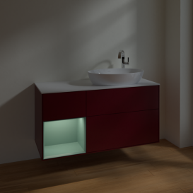 Тумба под раковину Villeroy & Boch Finion 120х50,1 см с подсветкой МДФ пион матовый лак/стекло белое матовое F921GMHB