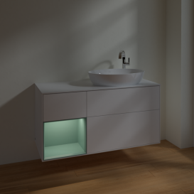 Тумба под раковину Villeroy & Boch Finion 120х50,1 см с подсветкой МДФ белый матовый лак/стекло белое матовое F921GMMT