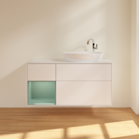 Тумба под раковину Villeroy & Boch Finion 120х50,1 см с подсветкой МДФ белый матовый лак/стекло белое матовое F921GMMT