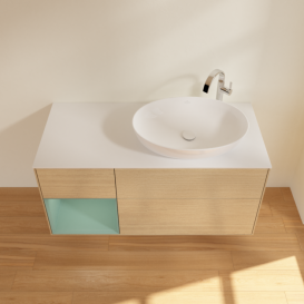 Тумба под раковину Villeroy & Boch Finion 120х50,1 см с подсветкой МДФ шпон дуба/стекло белое матовое F921GMPC