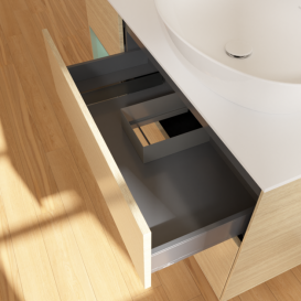 Тумба под раковину Villeroy & Boch Finion 120х50,1 см с подсветкой МДФ шпон дуба/стекло белое матовое F921GMPC