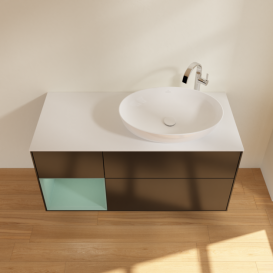 Тумба под раковину Villeroy & Boch Finion 120х50,1 см с подсветкой МДФ черный матовый лак/стекло белое матовое F921GMPD