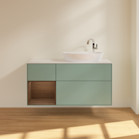 Тумба под раковину Villeroy & Boch Finion 120х50,1 см с подсветкой МДФ оливковый матовый лак/стекло белое матовое F921GNGM