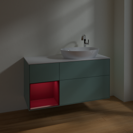 Тумба под раковину Villeroy & Boch Finion 120х50,1 см с подсветкой МДФ оливковый матовый лак/стекло белое матовое F921HBGM