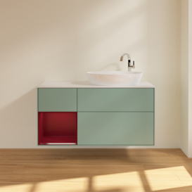 Тумба под раковину Villeroy & Boch Finion 120х50,1 см с подсветкой МДФ оливковый матовый лак/стекло белое матовое F921HBGM