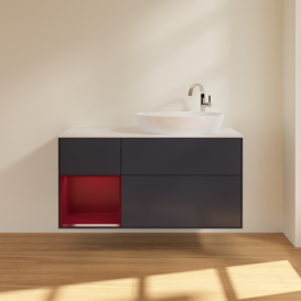 Тумба под раковину Villeroy & Boch Finion 120х50,1 см с подсветкой МДФ темно-синий матовый лак/стекло белое матовое F921HBHG