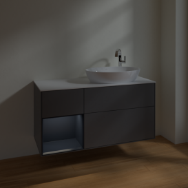Тумба под раковину Villeroy & Boch Finion 120х50,1 см с подсветкой МДФ антрацит матовый лак/стекло белое матовое F921HGGK