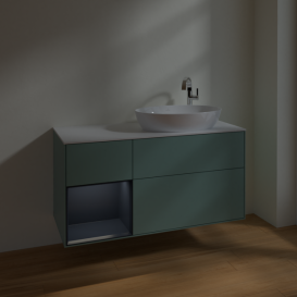 Тумба под раковину Villeroy & Boch Finion 120х50,1 см с подсветкой МДФ оливковый матовый лак/стекло белое матовое F921HGGM