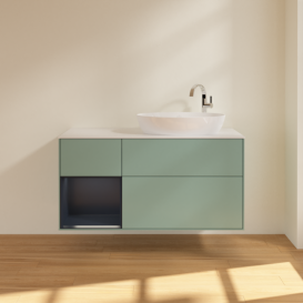 Тумба под раковину Villeroy & Boch Finion 120х50,1 см с подсветкой МДФ оливковый матовый лак/стекло белое матовое F921HGGM