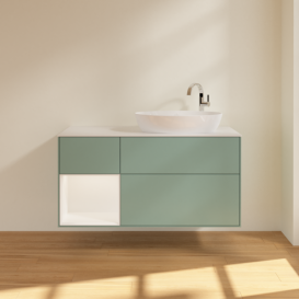 Тумба под раковину Villeroy & Boch Finion 120х50,1 см с подсветкой МДФ оливковый матовый лак/стекло белое матовое F921MTGM