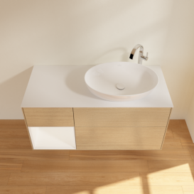 Тумба под раковину Villeroy & Boch Finion 120х50,1 см с подсветкой МДФ шпон дуба/стекло белое матовое F921MTPC