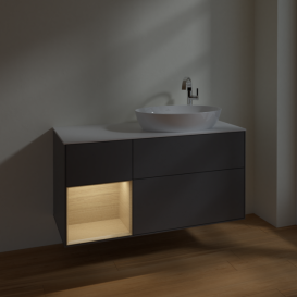 Тумба под раковину Villeroy & Boch Finion 120х50,1 см с подсветкой МДФ антрацит матовый лак/стекло белое матовое F921PCGK