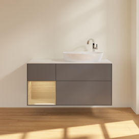 Тумба под раковину Villeroy & Boch Finion 120х50,1 см с подсветкой МДФ антрацит матовый лак/стекло белое матовое F921PCGK