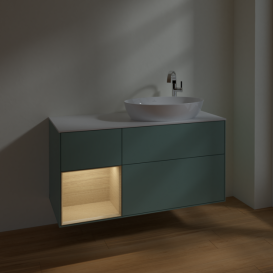 Тумба под раковину Villeroy & Boch Finion 120х50,1 см с подсветкой МДФ оливковый матовый лак/стекло белое матовое F921PCGM