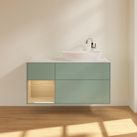 Тумба под раковину Villeroy & Boch Finion 120х50,1 см с подсветкой МДФ оливковый матовый лак/стекло белое матовое F921PCGM