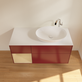 Тумба под раковину Villeroy & Boch Finion 120х50,1 см с подсветкой МДФ пион матовый лак/стекло белое матовое F921PCHB