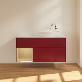 Тумба под раковину Villeroy & Boch Finion 120х50,1 см с подсветкой МДФ пион матовый лак/стекло белое матовое F921PCHB