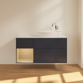 Тумба под раковину Villeroy & Boch Finion 120х50,1 см с подсветкой МДФ темно-синий матовый лак/стекло белое матовое F921PCHG
