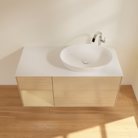 Тумба под раковину Villeroy & Boch Finion 120х50,1 см с подсветкой МДФ шпон дуба/стекло белое матовое F921PCPC