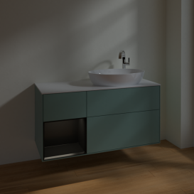 Тумба под раковину Villeroy & Boch Finion 120х50,1 см с подсветкой МДФ оливковый матовый лак/стекло белое матовое F921PDGM