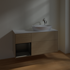 Тумба под раковину Villeroy & Boch Finion 120х50,1 см с подсветкой МДФ шпон дуба/стекло белое матовое F921PDPC