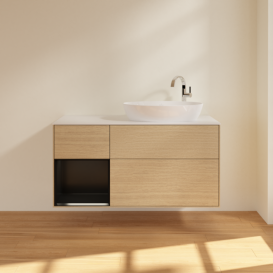 Тумба под раковину Villeroy & Boch Finion 120х50,1 см с подсветкой МДФ шпон дуба/стекло белое матовое F921PDPC