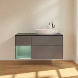 Тумба под раковину Villeroy & Boch Finion 120х50,1 см с подсветкой МДФ антрацит матовый лак/стекло черное матовое F922GMGK