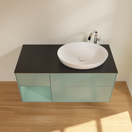 Тумба под раковину Villeroy & Boch Finion 120х50,1 см с подсветкой МДФ оливковый матовый лак/стекло черное матовое F922GMGM