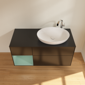 Тумба под раковину Villeroy & Boch Finion 120х50,1 см с подсветкой МДФ черный матовый лак/стекло черное матовое F922GMPD