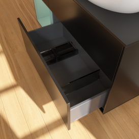 Тумба под раковину Villeroy & Boch Finion 120х50,1 см с подсветкой МДФ черный матовый лак/стекло черное матовое F922GMPD