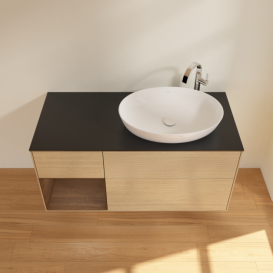 Тумба под раковину Villeroy & Boch Finion 120х50,1 см с подсветкой МДФ шпон дуба/стекло черное матовое F922GNPC