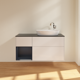 Тумба под раковину Villeroy & Boch Finion 120х50,1 см с подсветкой МДФ глянцевый белый лак/стекло черное матовое F922HGGF