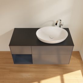 Тумба под раковину Villeroy & Boch Finion 120х50,1 см с подсветкой МДФ антрацит матовый лак/стекло черное матовое F922HGGK