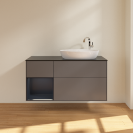 Тумба под раковину Villeroy & Boch Finion 120х50,1 см с подсветкой МДФ антрацит матовый лак/стекло черное матовое F922HGGK