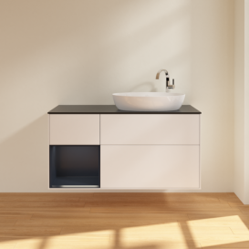 Тумба под раковину Villeroy & Boch Finion 120х50,1 см с подсветкой МДФ белый матовый лак/стекло черное матовое F922HGMT