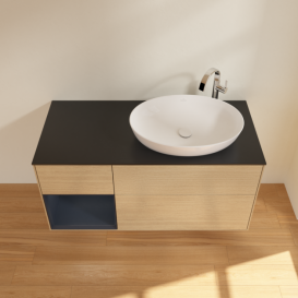 Тумба под раковину Villeroy & Boch Finion 120х50,1 см с подсветкой МДФ шпон дуба/стекло черное матовое F922HGPC