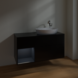 Тумба под раковину Villeroy & Boch Finion 120х50,1 см с подсветкой МДФ черный матовый лак/стекло черное матовое F922HGPD