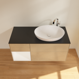 Тумба под раковину Villeroy & Boch Finion 120х50,1 см с подсветкой МДФ шпон дуба/стекло черное матовое F922MTPC