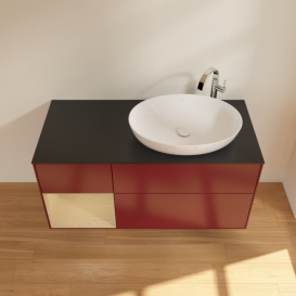 Тумба под раковину Villeroy & Boch Finion 120х50,1 см с подсветкой МДФ пион матовый лак/стекло черное матовое F922PCHB