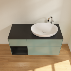 Тумба под раковину Villeroy & Boch Finion 120х50,1 см с подсветкой МДФ оливковый матовый лак/стекло черное матовое F922PDGM